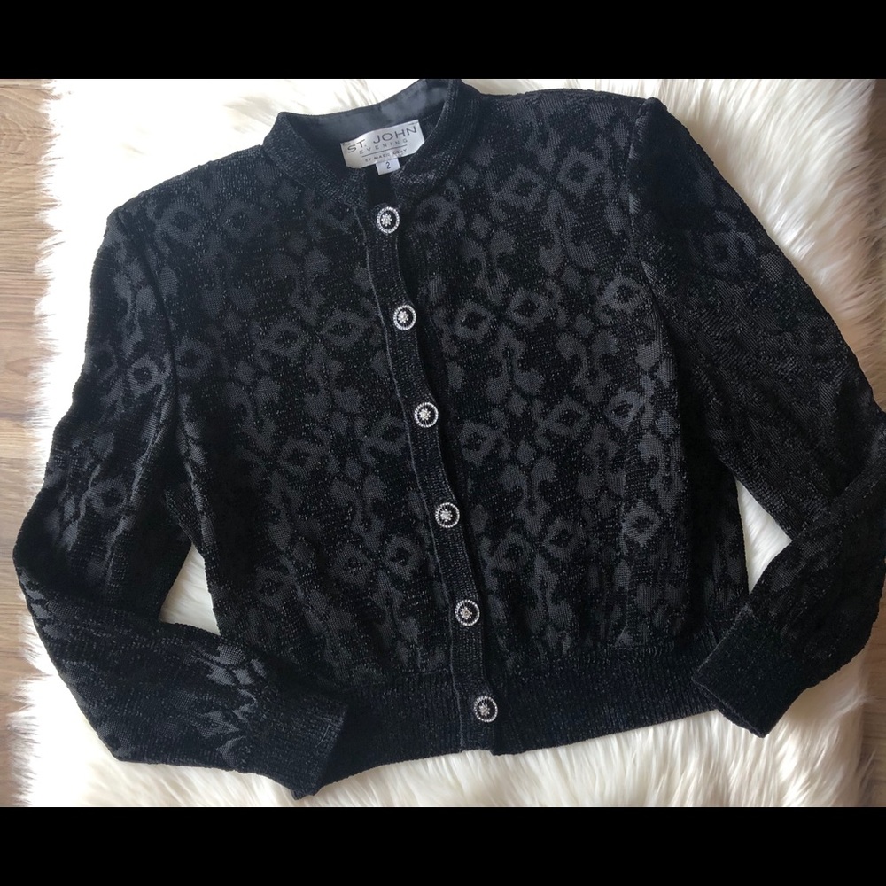 St. John Black Patterned Cardigan